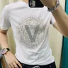 デザイナーメンズTシャツ夏のメデューサホットダイヤモンドラウンドネックTシャツのための半袖若者ストリートカジュアルプルオーバーPDM0