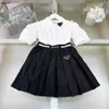 Classics Dress Dress Summer Baby Tracksuits size 110-160 cm Designer Designer Case Girls White Collor Shirt e Scala pieghetta