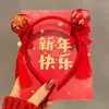 Hair Accessories Tassel Year Band Cute Hairball Flower Red Bow Headband Felt Hoop Hairband Chinese Style Headdress Children