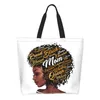 Einkaufstaschen Kawaii Print African Gril Black Women Tote Recycling Canvas Shopper Schulterhandtasche