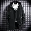 Vestes pour hommes Veste longue Cargo Hommes Plus Taille 10XL Dégradé Coupe-vent Printemps Automne Manteau à capuche Mâle Style Noir