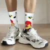 Herrstrumpor kompression björn med musikaliska anteckningar bin retro harjuku intressant anteckning gata stil mönster crew crazy sock