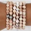 Strand 10pcs Riverstone Sunstone Dalmatian Jasper Tuquoise Wavy Ruffle Washer Disk Spacer Stack Bracelet Women Accessory Jewelry Luxury