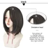 Synthetic Wigs 7JHH WIGS Short Bob Middle Part Straight Wig For Women Black Shoulder Length Heat Resistant High Temperature Crochet Hair 240328 240327