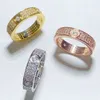 screw carter rings nail Full Sky Star Ring V Gold Plated Two Rows Three Diamond Couple Love U7JW