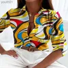 Women's Blouses Shirts Womens Designer Clothing Fashionable T Shirts For Woman Printing Lapel Neck Long Sleeve Casual S-XXL 2403182