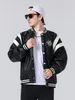 Spring Autumn Mens PU Faux Leather Jacket Biker Outerwear Vintage Tiger Pattern Sports Button Up Varsity Loose Baseball Coats 240315