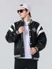 Primavera Outono Mens PU Jaqueta De Couro Falso Biker Outerwear Vintage Tigre Padrão Esportes Botão Up Varsity Solto Casacos De Beisebol 240315