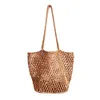 Designer schouder strandtas mode handtas tassen mesh holle geweven boodschappentassen voor zomers stroming tas tas koppelingsporta ping