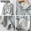 Hoodies للنساء هوديي شخصية أنثى غير منتظمة المحصول فائقة النمط قصير الأكمام الطويلة أعلى قطرة