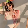 Szaliki kwadratowy szyję jedwabny Kobiety retro nadruk mała szalik kwiat pasek fala punktowy chusta na plażę filtra przeciwsłoneczna szal