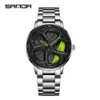 Новый продукт Sanda 1087, вращающаяся стальная полоса, модные и водонепроницаемые, крутые студенческие мужские наручные часы, минималистичные
