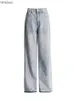Jeans Femme Deuxtwinstyle Patchwork brodé fusées jean pour femmes taille haute épissé bouton mince crayon pantalon femme mode vêtementsC24318