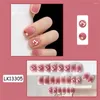 False Nails 24pcs French White Side Wearable Rhinestone Desgin Fake Short Simple Nail Full Cover Tips Press On