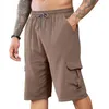 Men's Shorts Adjustable Waist Men Elastic Cargo With Multi Pockets For Running Streetwear Solid Color Summer