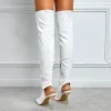 Сапоги New Design White Black Peep Toe на коленях модная взлетно -посадочная полоса Sexy Zip Women