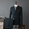 Anzüge Neue Casual männer Zweireiher Anzug Business Formale Koreanische Beste Mann Kleid Hochzeit Bräutigam Trauzeuge Mantel Männer Männer kleidung