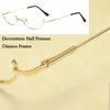 Sunglasses Frames 1pc Lens-less Decorative Eyeglass Decoration Half Glasses Frame Eyewear Without Lens Oval