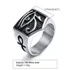 Vnox Rock Punk The Eye of Horus Rings for Men, Egipcio Ankh Cross 14k Joyería de regalo de dedo de oro blanco 5739