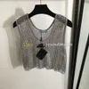 Shiny Rhinestone Vest Women Sexy Mesh Vests Designer Metal Badge Top Summer Party Tanks Top