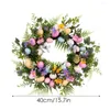 Decorative Flowers Easter Door Wreath Wreaths Garland With Eggs Artificial Egg For Farm Garden Wall Yard Fireplaces