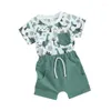 Kläderuppsättningar småbarn baby pojkar sommarkläder dinosauri kort ärm t-shirts toppar solida jogger shorts 2pcs spädbarnskläder set