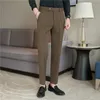 Men Stripe Suit Pants 2024 Autumn New British Style Color-woven Textured Trousers Slim Fit Dress Pants Solid Casual Men Clothing 240318