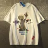 Marque de mode américaine hiphop rétro imprimé T-shirt Street Personnalité Men lâche décontracté harajuku surdimensionné haut 240315