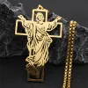 Jesus Cross 14k gult guldhänge halsband för kvinnor/män religiösa kristna halsband smycken collier