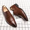 Não-marca tamanho extra 38-48us6.5-14 hbp dedo do pé pontiagudo rendas até sapatos de casamento de couro confortável durável vestido masculino oxfords