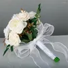 Fiori decorativi Bouquet da sposa Rosa di seta Mano nuziale Damigella d'onore con fiore Dropship