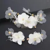 Hair Clips Jewelry Comb Clip Silk White Flower Elegant Headdress No Hurt For Birthday Stage Party Show Dress Up