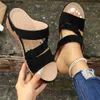 Slippers Summer Women Wedge Sandals Premium Open Open Toe Slippers Vintage Anti-Slip Leather Casual Platform Retro Retro Shoes Q240318
