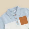 Clothing Sets Infant Toddler Baby Boy Short Sleeve Lapel Shirts Patchwork T-shirt Linen Shorts 2Pcs Spring Summer Outfits