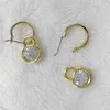 Boucles d'oreilles rondes en pierres précieuses, or jaune, boucles d'oreilles en or, breloques pour femmes, boucles d'oreilles pour femmes