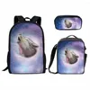 Backpack Harajuku Starry Sky Animal 3D Print 3pcs/Set Student School Bags Laptop Daypack Lunch Bag Pencil Case