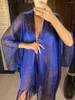 Sexy femmes plage couvrir frange gland maille pure brillant tricoté tunique couverture robe vêtements de plage femme