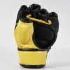 Équipement de protection Gants de boxe à demi-doigts de haute qualité en cuir PU MMA combat Kick gants de boxe karaté Muay Thai entraînement gants d'entraînement hommes yq240318