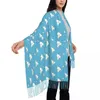 Sjaals Blauwe Kimono Patroon Sjaal Met Lange Kwast Janpan Anime Art Warme Sjaal Wrap Lady Wraps Herfst Mode Bufanda Mujer