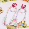 Jewelry 2Pcs/Set Candy Color Beads Cute Flower Bow Stberry Necklace Bracelet Sets For Kids Party Girl Birthday Gift Drop Delivery Baby Dhxig