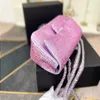 Classic Rhinestone Mini Flap Bags Colorful Multicolor Laser Genuine Leather Handbags Gold Silver Metal Chain Crossbody Bag Luxurys Desi Hcvk