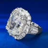 S Sterling Silber End Simulation 12 * 14 mm Ehering High Carbon Diamond Ice Flower Cut G-Farbe Modering