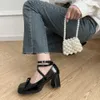 HBP Sem Marca Preto Lace Up Buckle Strap Embelezado Borboleta Bowknot Sola Quadrada Top Venda Quente Sapato Barato Gentil Fada Sapatos Mary Jane