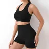 Survêtements pour femmes gilet short ensemble taille haute ensemble de vêtements de sport avec col en V gilet short à séchage rapide sans manches dos nu actif 24318