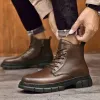 Stiefel stilvolle Allmatch Militärstiefel für Männer Outdoor Herrenschuhe Winterstiefel für Männer 2023 echte Leder Männer lässige High Top -Schuhe