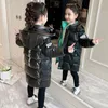 Down Coat Winter Jacket For Girls Fashion Shiny Waterproof Hooded Children's Outerwear 5-12 Years Teenagers Kids Parka Snowsuit