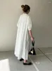Party Dresses Summer For Women Korean Style Solid Loose Long Streetwear Vintage Dress Casual Clothing Robe