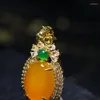Hänge halsband perfekt hög kinesisk orange jade precision snidad duva ägg