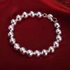 Strand 925 Sterling Silver 10mm Solid/Hollow Smooth Beads Bracelet For Women Fashion Wedding Engagement Party Charm Jewelry