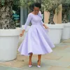 Casual Dresses Purple Prom Party For Women Elegant Simple Wedding Dress Long Sleeves O-Neck Lady Fashion Solid A-line Gowns